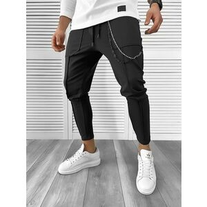 Pantaloni de trening negri conici 10142 P19-4.2 imagine