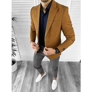 Sacou barbati slim fit maro 10203 P19-4.1 imagine