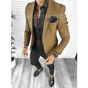 Sacou barbati slim fit in carouri B8314 8-4 imagine