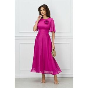 Rochie DY Fashion fucsia lunga cu accesoriu la bust imagine