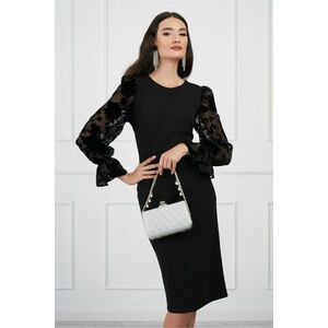 Rochie DY Fashion neagra cu insertii din catifea pe maneci imagine