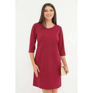 Rochie office bordo cu elemente decorative in talie imagine