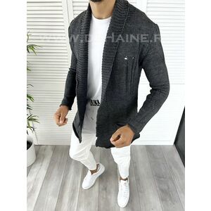 Cardigan barbati gri inchis slim fit ZR T3596 X11-5 imagine