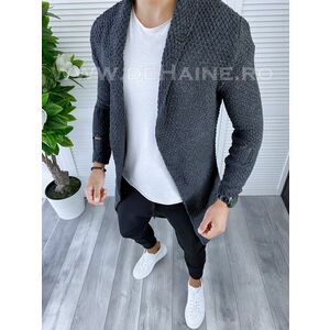 Cardigan barbati gri inchis slim fit ZR T3557 K14 imagine