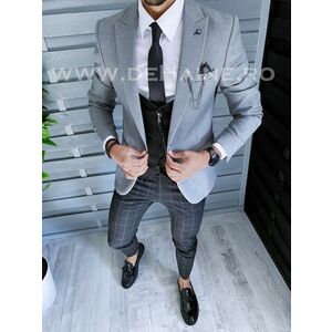 Sacou barbati gri slim fit B1671 O2-4.3 imagine