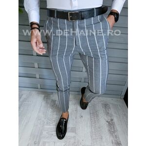 Pantaloni barbati eleganti gri in dungi B1644 U2 imagine