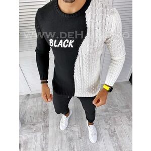 Pulover barbati gros negru slim fit T3591 O3-5.2 imagine