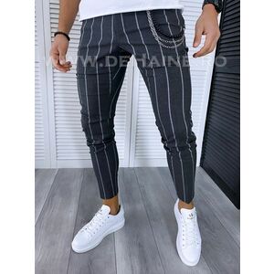 Pantaloni barbati casual regular fit gri in dungi B1301 106 imagine