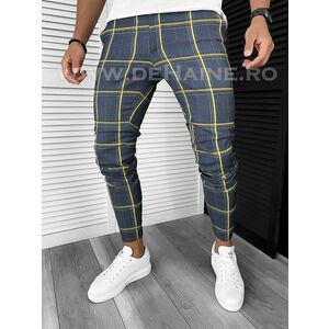 Pantaloni barbati casual regular fit bleumarin in carouri B7841 i18-4.3 imagine