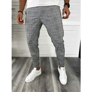 Pantaloni barbati casual gri in carouri B8006 N3-6.3 imagine