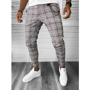 Pantaloni barbati casual regular fit gri in carouri B7844 B7-3.1 imagine