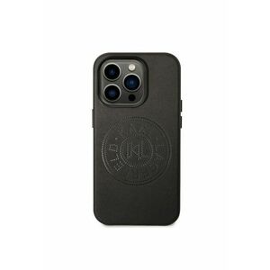 Husa de protectie Leather Perforated Logo pentru iPhone 14 Pro Max - Negru imagine