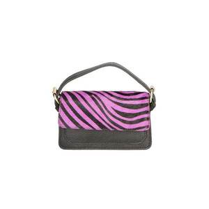 Geanta crossbody din piele cu segment din piele cu par scurt imagine