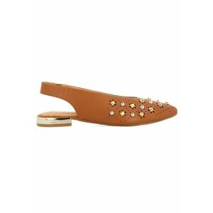 Balerini slingback de piele cu perforatii si varf ascutit imagine