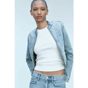 Jacheta crop de denim Candela imagine