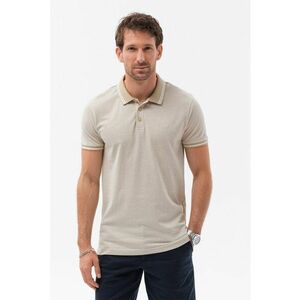 Tricou polo S1618 - Barbati - Bumbac - Cu elemente contrastante - Bej melange - 2XL imagine