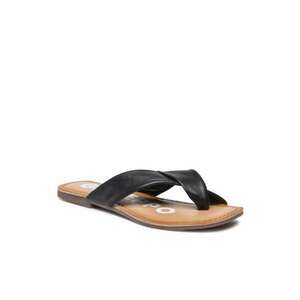 Papuci flip-flop cu deget pentru dama - Piele naturala - Negru imagine