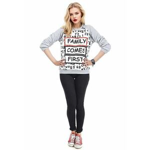 Bluza de trening cu imprimeu de Craciun si maneci raglan imagine