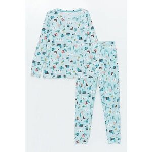 Pijama de bumbac cu imprimeu tematic de iarna imagine