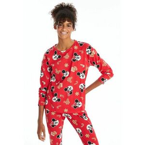 Pijama din bumbac cu model cu Mickey Mouse imagine