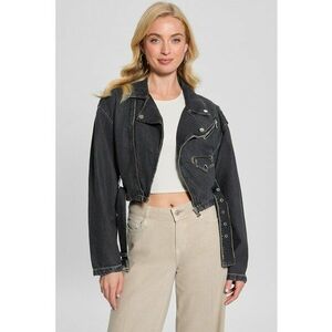 Jacheta crop biker din denim imagine