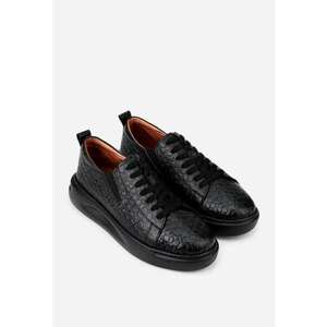 Pantofi negri din piele croco cu elastic in laterale imagine