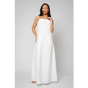 Rochie lunga fara bretele din in White 12635 imagine