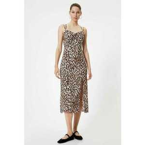 Rochie midi cu animal print si slit frontal imagine