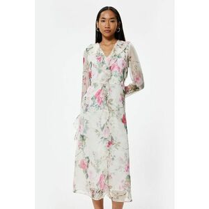 Rochie midi cu model floral si volane imagine