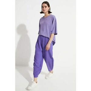 Pantaloni crop din amestec de in - cu croiala conica imagine