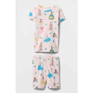 Pijama cu pantaloni scurti si imprimeu cu printese Disney imagine