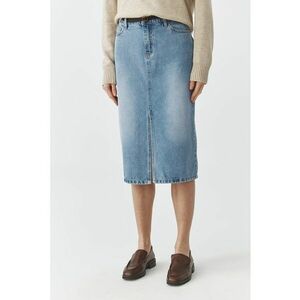 Fusta midi de denim cu slit frontal imagine