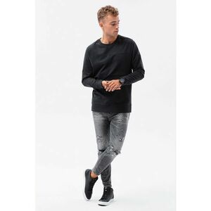 Bluza sport din bumbac cu decolteu la baza gatului - Negru stins - imagine