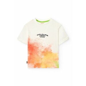 Tricou cu decolteu la baza gatului cu imprimeu tie-dye imagine