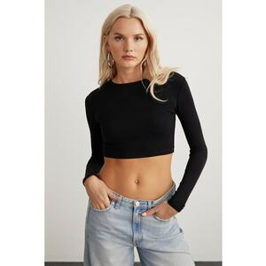 Bluza crop de bumbac imagine