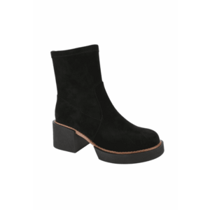 Ghete casual - dama - JI30006 negru - piele intoarsa - cu toc imagine