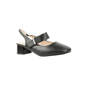 Pantofi casual - dama - 23066 negru - piele naturala - cu toc imagine