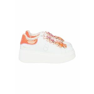 Pantofi sport flatform din piele cu detaliu floral pe sireturi imagine