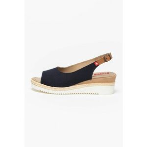 Sandale slingback din denim cu talpa wedge imagine