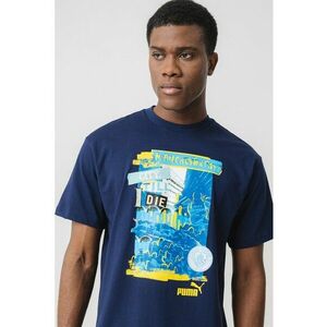 Tricou cu decolteu la baza gatului si imprimeu grafic imagine