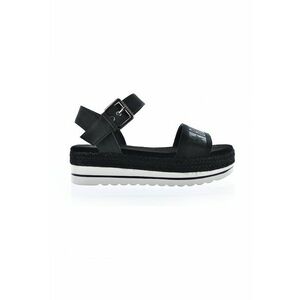 Sandale flatform de piele ecologica si material textil imagine