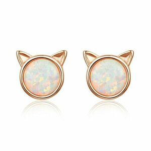 Cercei din argint Rose Gold Cat imagine