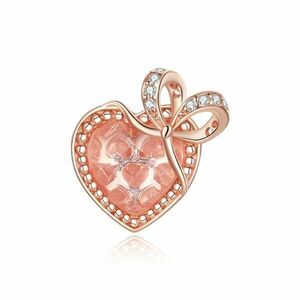 Talisman din argint Heart Bow Rose Gold imagine