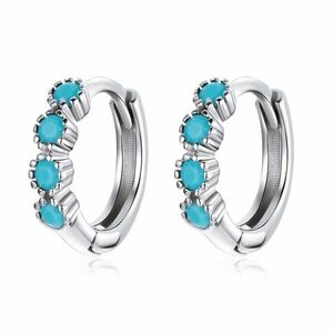 Cercei din argint Silvery Blue Hoops imagine