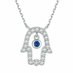 Colier reglabil din argint Blue Crystal Hamsa imagine