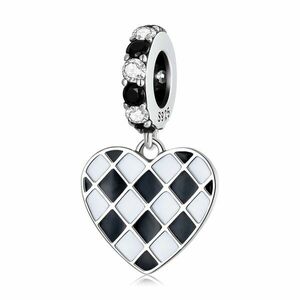 Talisman din argint Black and White Heart imagine