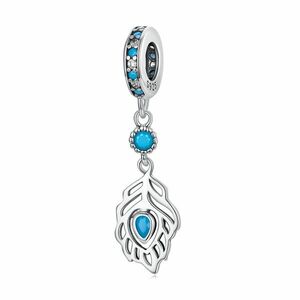 Talisman din argint Blue Crystal Feather imagine