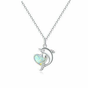 Colier din argint Dolphin Opal Heart imagine