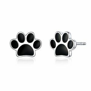 Cercei din argint Black Enamel Paws imagine