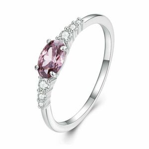 Inel din argint Cristal Oval Pink imagine